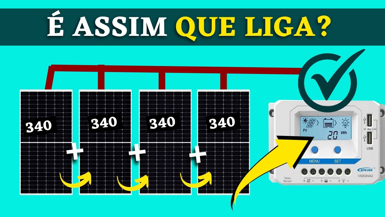 [OFF Grid 24 V] Como LIGAR 4 PANÉIS de 340 W em Serie e Paralelo No Controlador de Cargas