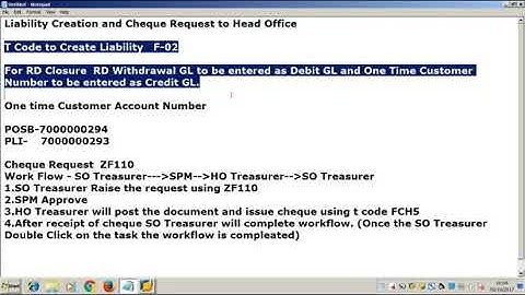 Liability Creation and Cheque Request in SAP : DOP