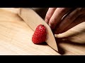 Satisfying ASMR Sound On Cutting Board A Sharp Knife Slowly Slicing A Juicy Red Strawberry Veo3 