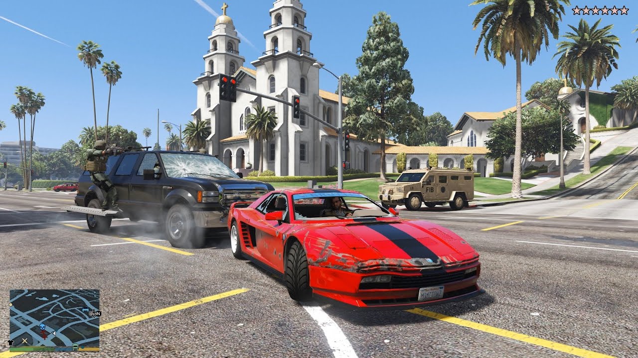GTA 5 [R.D.E. 4.0.3] - Epic 10 Star Wanted Level Police Shootout ...
