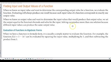 Math 10 3.1 Finding Input and Output Values of a Function