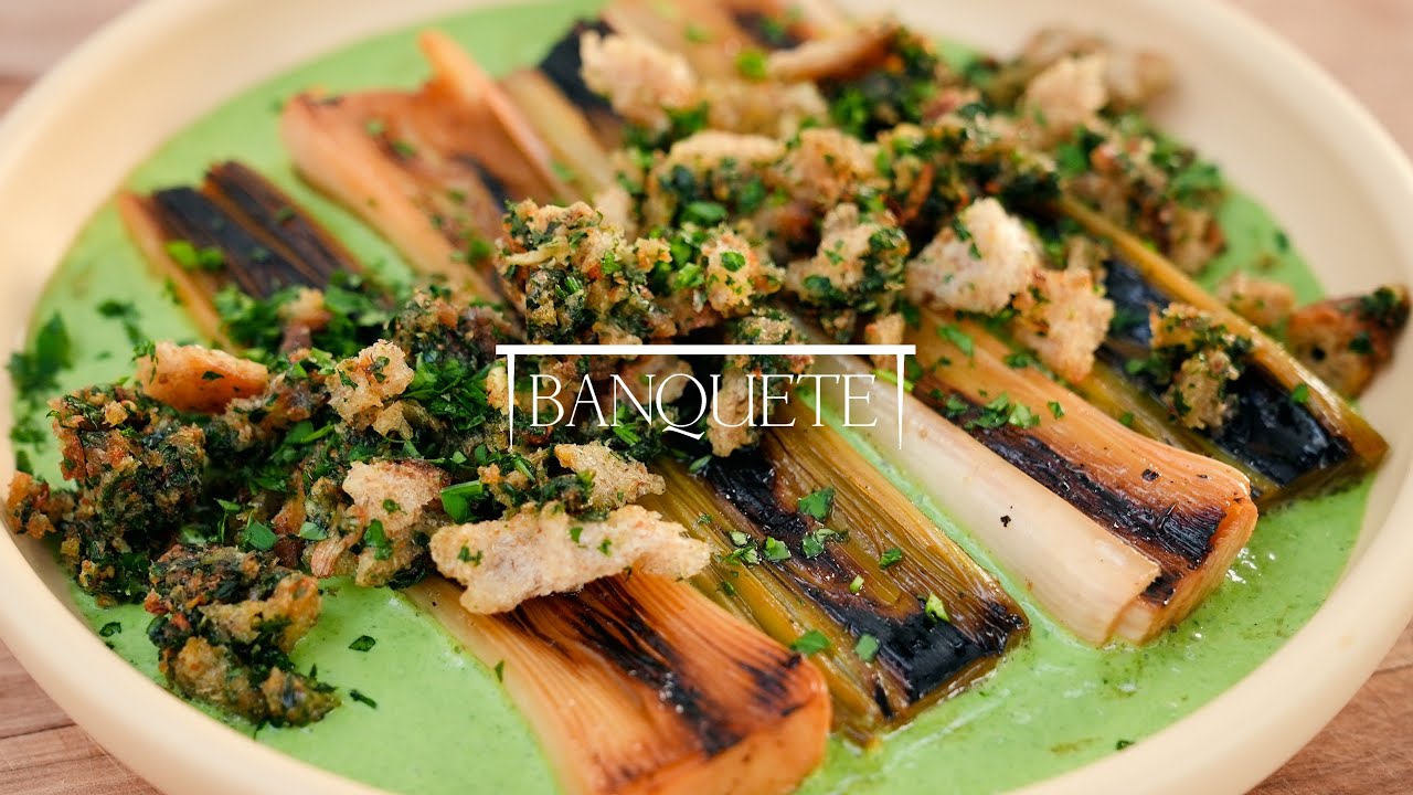 ALHO-PORÓ grelhado com molho verde