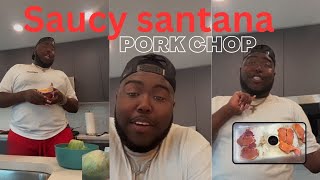 Cooking With Saucy Santana the Art of Crafting Pork Chop Sandwiches with Cabbage IG Live