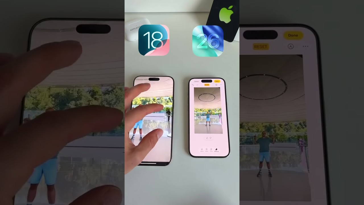 iOS 26 vs iOS 18 photo clean 🧼 up demo 