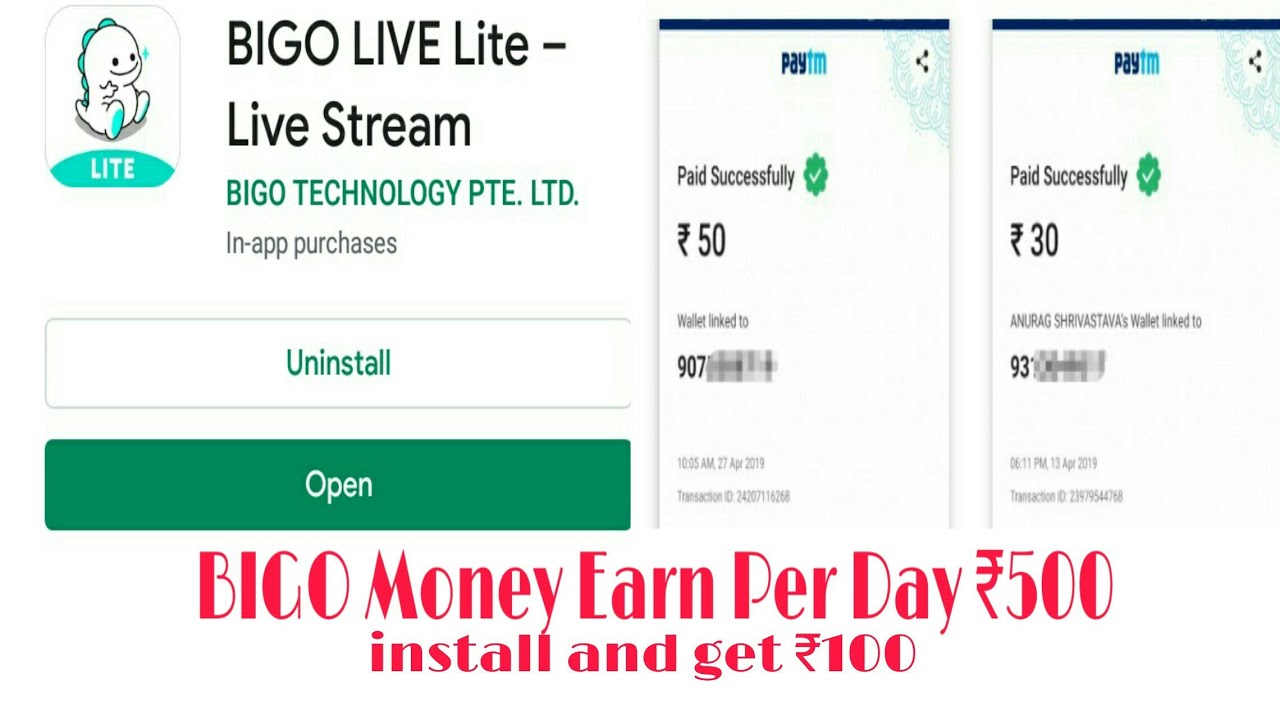 how to earn money in android apps ( BIGO LIVE ) with earning proof per