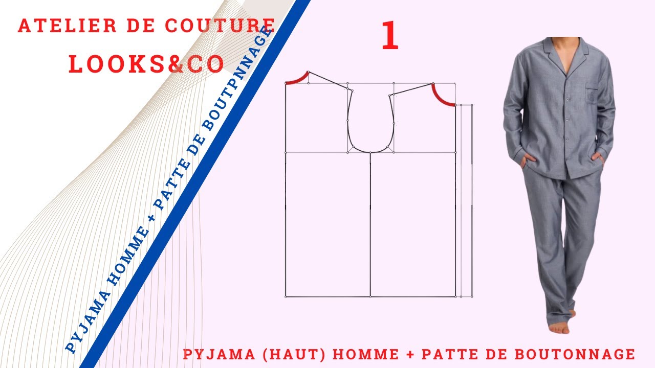 Pyjama Homme + la patte de boutonnage