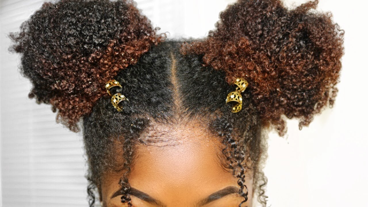 2 Buns on Short Natural Hair  Summer Hairstyle - YouTube