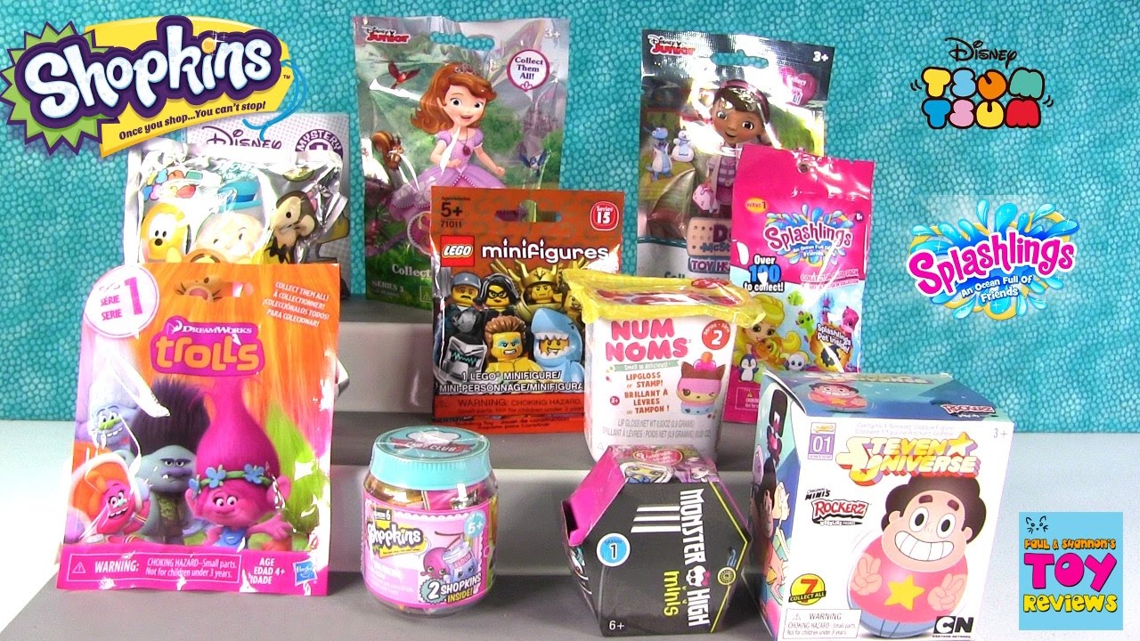 kawaii emoticons Num Noms Shopkins Disney Lego Splashlings MH Trolls Blind Bag Toy Opening | PSToyReviews