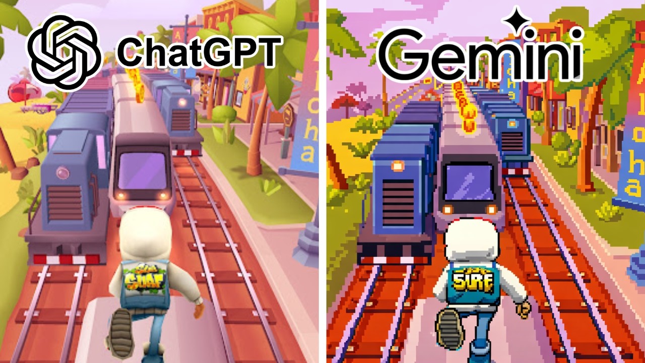 ChatGPT vs Gemini Criando SUBWAY SURFERS do ZERO! (jogável?) - YouTube