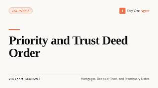 Priority and Trust Deed Order (California Real Estate Exam Prep)