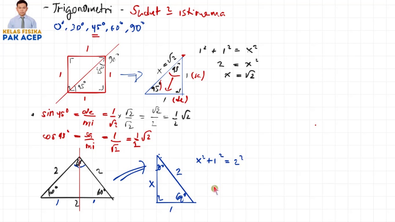 Pembuktian Nilai Sinus dan Cosinus Sudut Istimewa - YouTube