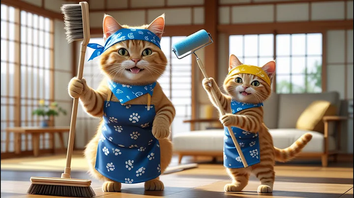 Video 10567671: kitten cat house, cat cleaning kittens, funny cat