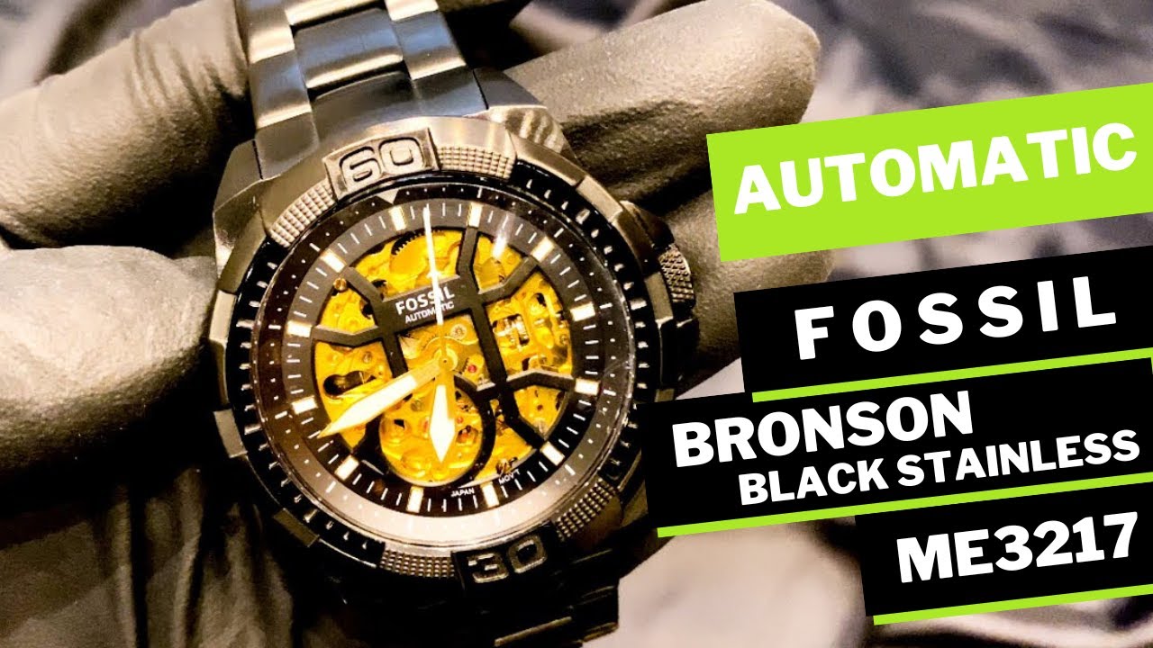 Fossil Bronson Automatic Black Stainless ME3217 YouTube - Steel