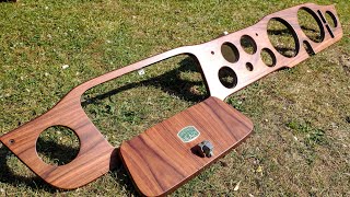 TR6 dash panel in santos rosewood with a satin clear finish.