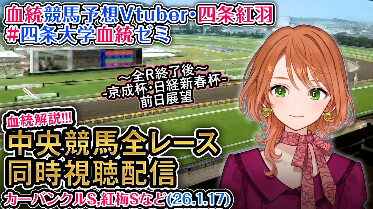 【競馬同時視聴配信】1/17(土) カーバンクルS,紅梅Sなど 2026 中央競馬ライブ  四条大学血統ゼミ