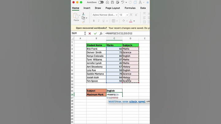 MAXIFS Excel #excel #excelformula