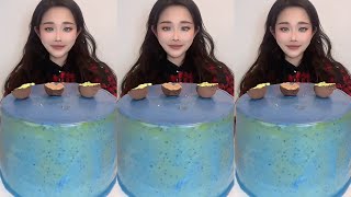 Asmr🍰Butterfly Pea Flower Matcha Melal🍰 (Soft And Waxy Sound)  크림丨먹방丨Mukbang丨Satisfying丨Eatingshow