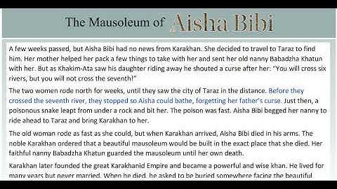 The Mausoleum of Aisha Bibi (Text) Excel 8 Module 5