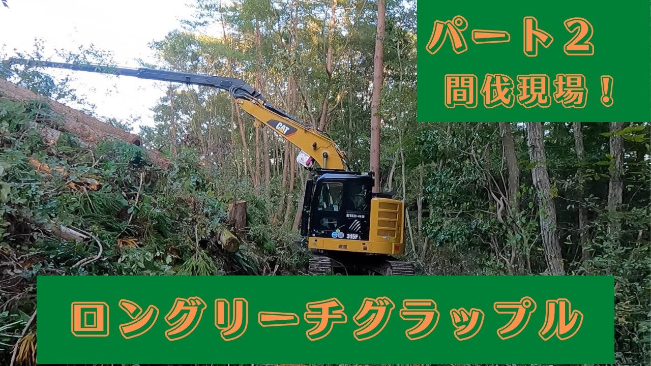 【ロングリーチグラップル】＃２　高性能林業機械　CAT315　山のお仕事　間伐