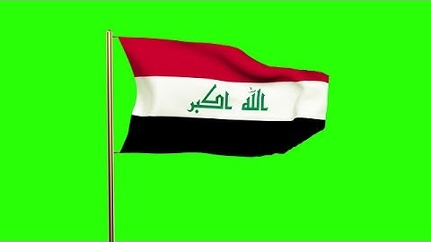 Iraq Flag Waving In The Wind. Green Screen, Alpha Matte. Loopable Animation Stock Animation