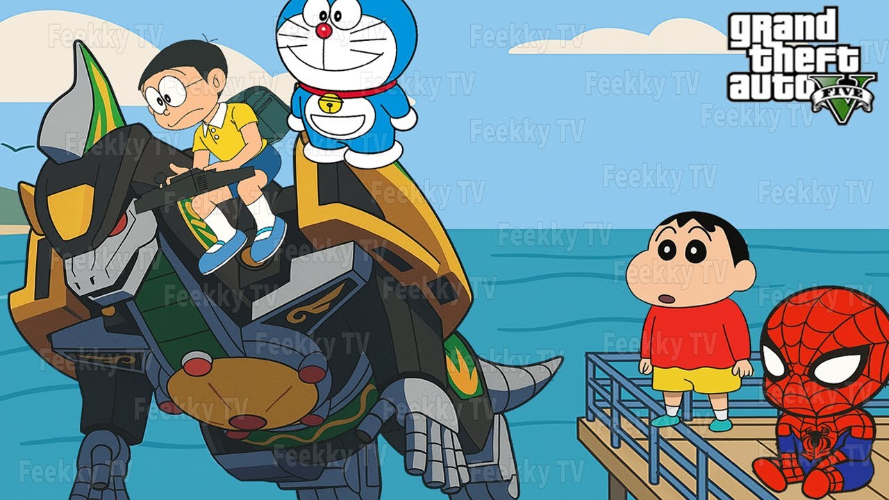 Шинчан, Нобита, Дораэмон и Человек-Паук: Робот-Дракон Зорд Могучий Рейнджер - GTA V