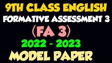 FA3 English Model Question Paper |  9th Class English | Formative Assessment 3 | 2022 - 2023