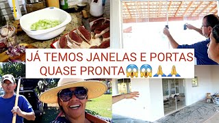 ANDAMENTO DA CASA/TEMOS JANELAS E PORTAS/ OBRA QUASE PRONTA/CASA NUBIA VIANA NO BRASIL/CASA CHÁCARA