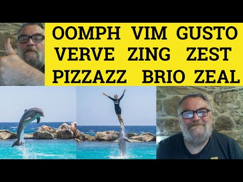 🔵 Oomph Pizzazz Verve Vim Brio Zing Gusto Zest Zeal - അർത്ഥം - ഉദാഹരണങ്ങൾ - ഉജ്ജ്വലമായ നാമങ്ങൾ