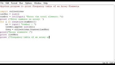 python program to print Frequency table of an Array Elements