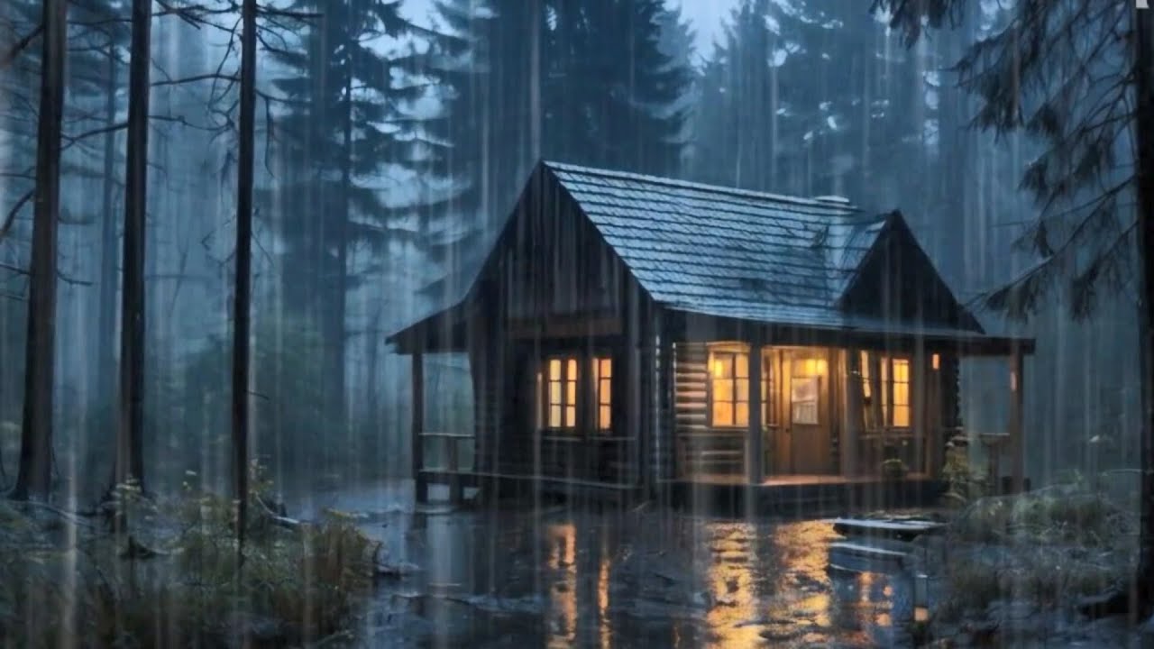 Rain sounds from a cabin in the woods - Nature's healing sounds for ...