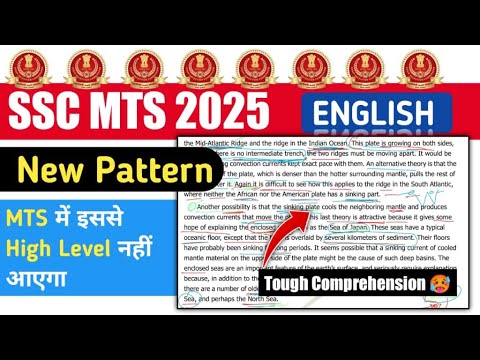 ssc mts 2025 english new pattern comprehension practice set - YouTube