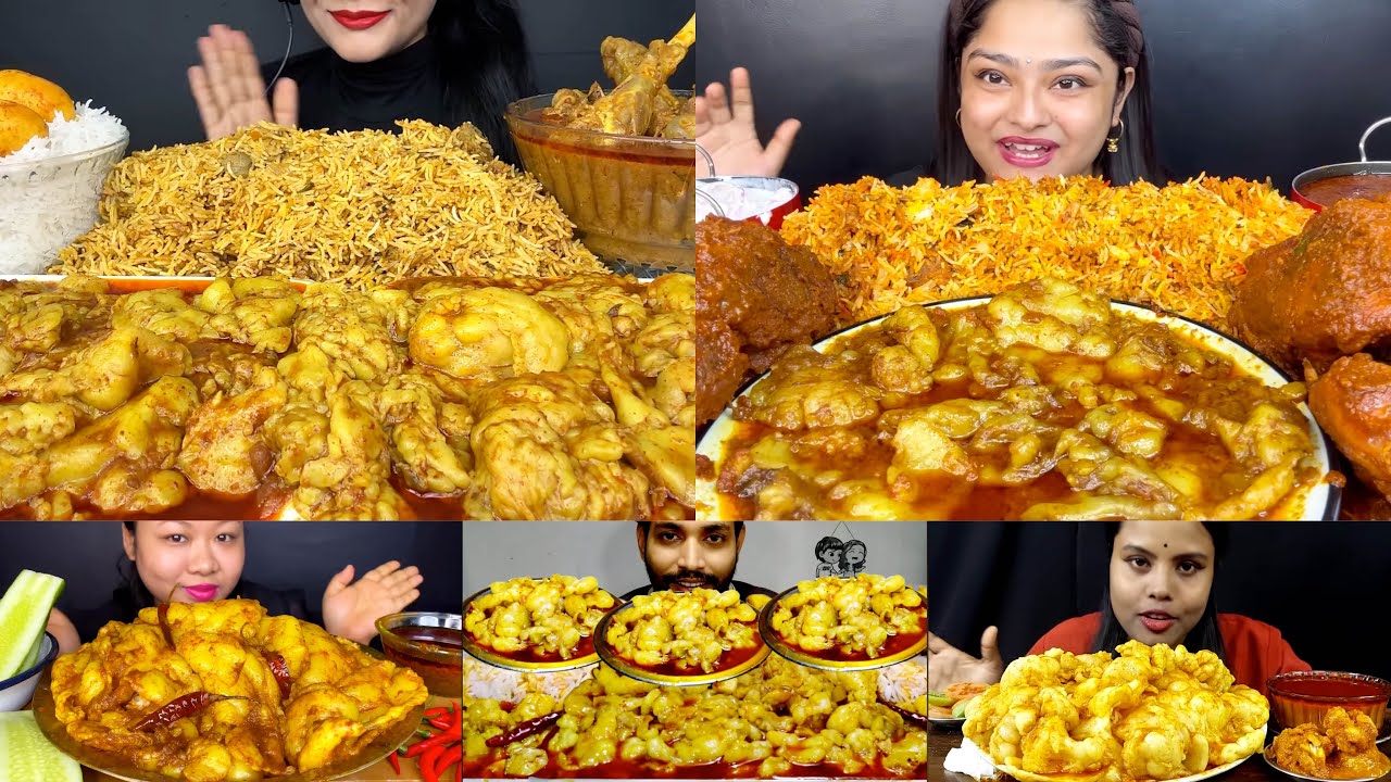 Asmr:Eating Spicy n Most Oily Mutton Fat Curry,Biryani,Whole Chicken Curry,Rice🔥