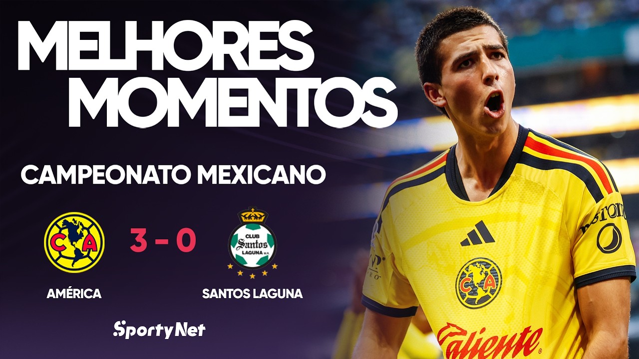 AMÉRICA GOLEIA E ASSUME A LIDERANÇA DA LIGA | América-MEX 3x0 Santos Laguna | Melhores Momentos