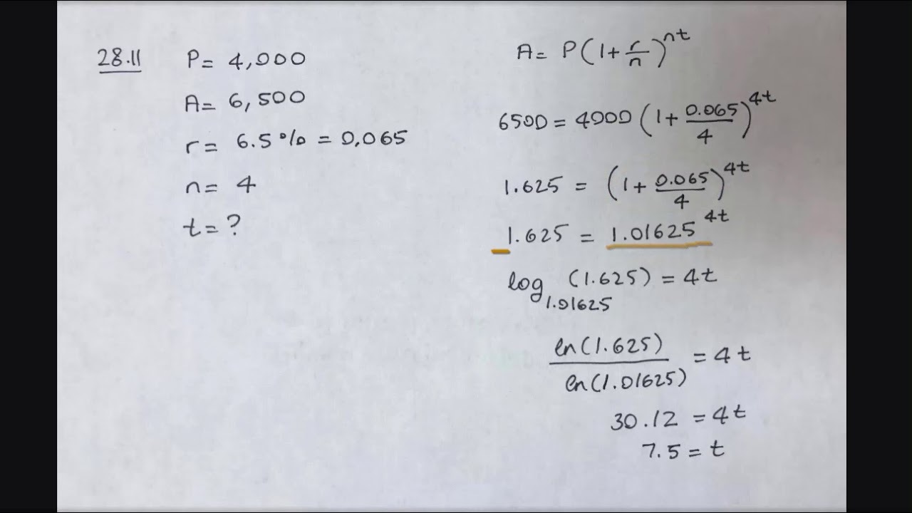 Section 28- Exp and Log Equations: Problem 28.11 - YouTube