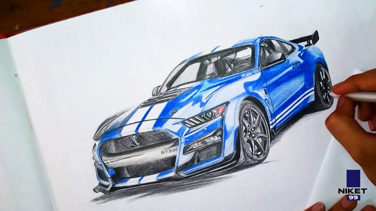 How to Draw Sports Car with Colored Pencils and Markers 