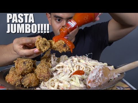 SARAPAN PAKE PASTA CARBONARA SUPER CREAMY & AYAM GORENG KRISPY ALA TANBOY KUN
