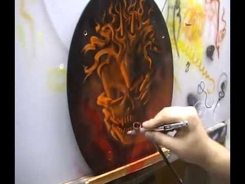 Atelier Meijer - The Flaming Skull Toiletseat airbrush