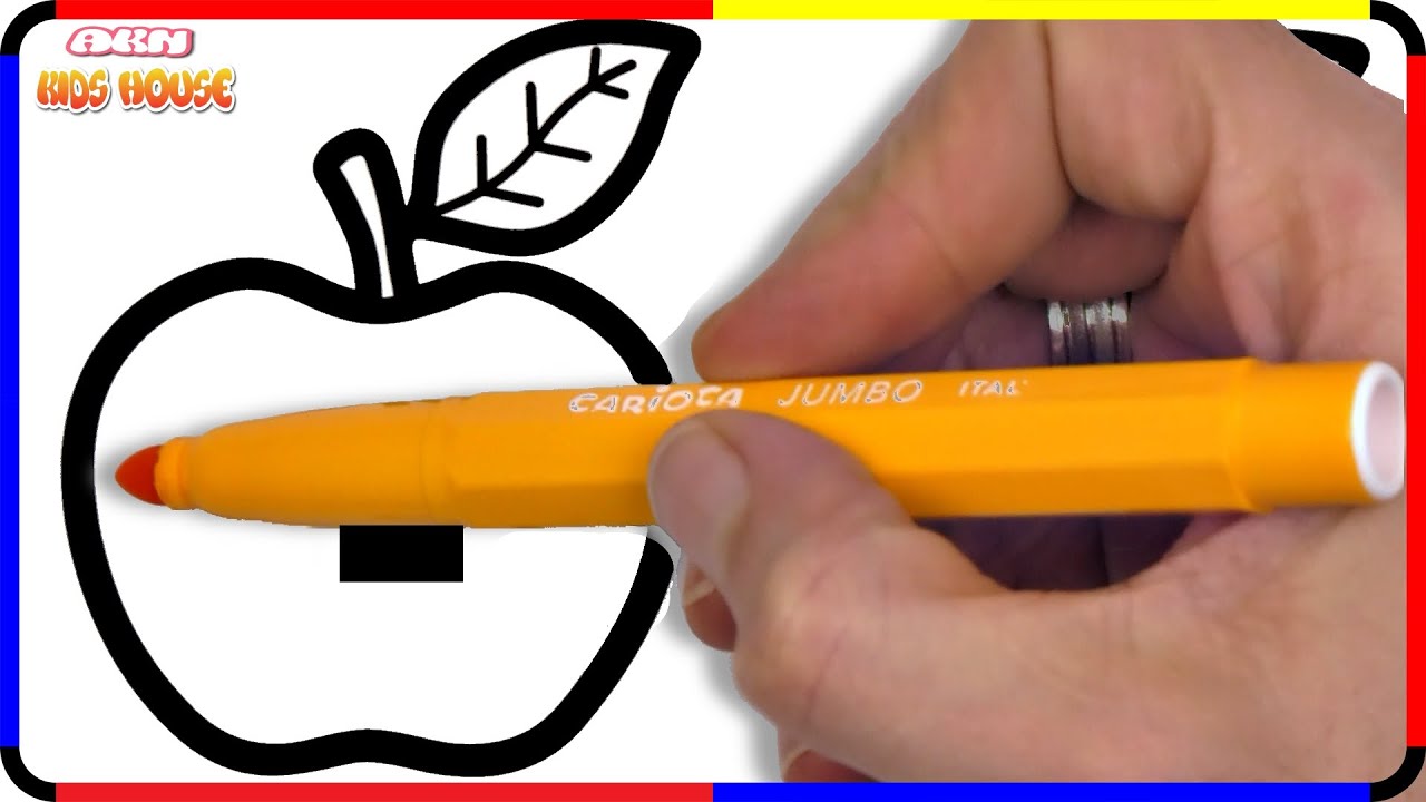 ( Fruits ) Apple and Marker Pencil Coloring / Akn Kids House