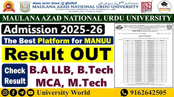 Manuu Result OUT B.A LLB, B.Tech, MCA, M.Tech, B.Tech LE 2025 | @UniversityWorld
