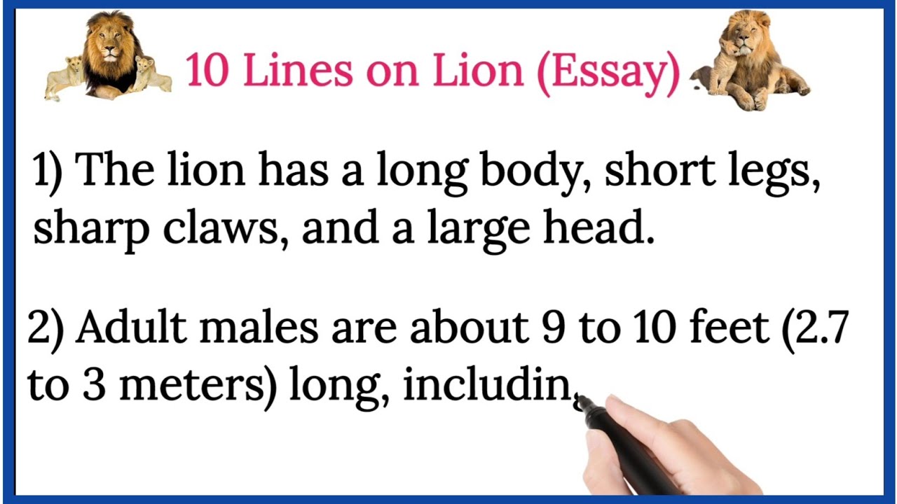 10 Lines on Lion 🦁 | Essay on Lion | Esaay Writing in English | # ...