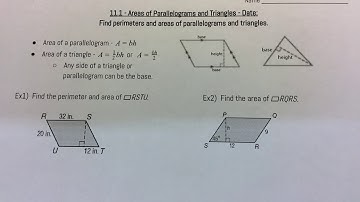 Geometry - 11.1 Area of Parallelograms & Triangles