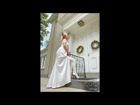 BRIDAL MODEL EMILY KENNISTON WEDDING GOWN FASHION WHITE LEATHER THIGH BOOTS - BRIDE STYLE SURPRISE