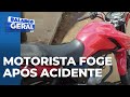 Motorista foge após acidente, jovem que estava pilotando a moto ficou no prejuízo