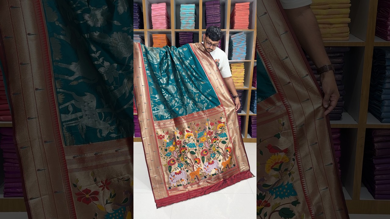 Maharashtrian 3D Pichwai Soft Silk Paithani Saree