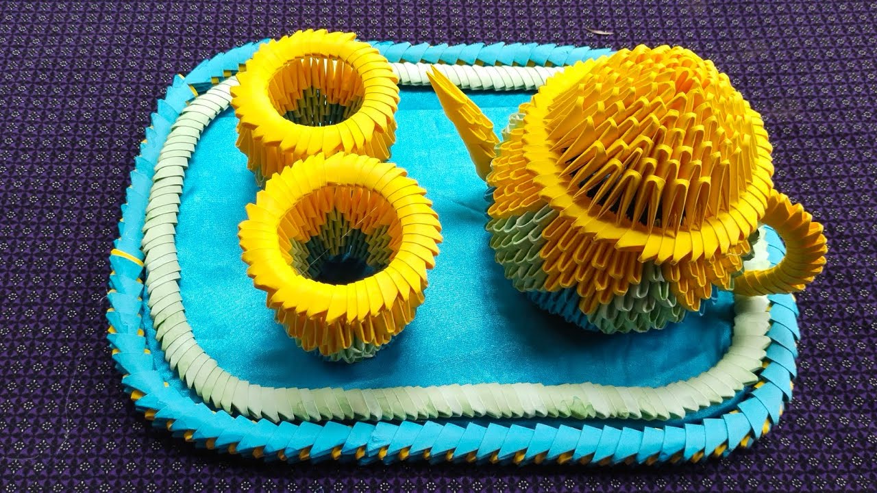 how to make 3D origami Tea Cup tutorial diy papercraft origami