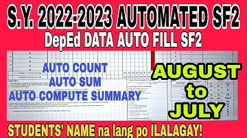 S.Y. 2022-2023 DepEd Data Auto Fill SCHOOL FORM 2 (SF2)