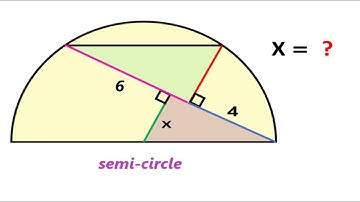 Find X.     A semi-circle with triangles geometry puzzles.