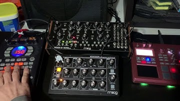 Snippet from a jam with the Moog Mother 32, Minitaur, Korg Electribe 2 and Roland SP404