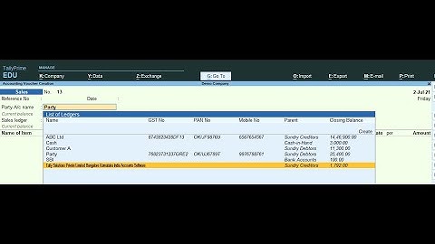 Advanced or Amazing TDL Ledger Details GSTNo PANNo MobNo Parent ClBalance in Table Or List  in Tally