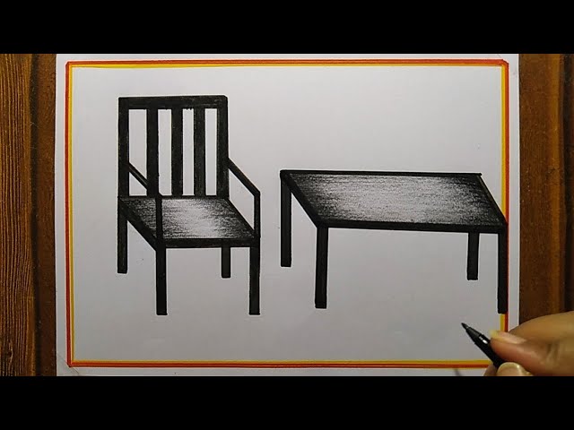 Transparent Table And Chairs Png - Easy School Desk Drawing, Png Download ,  Transparent Png Image - PNGitem